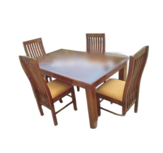 4 Seater Teak Wood Square Dining Table Set with Chairs