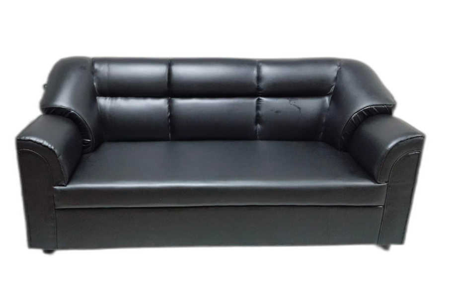 Leather Foam Cushion Sofa – Handmade 3‑Seater