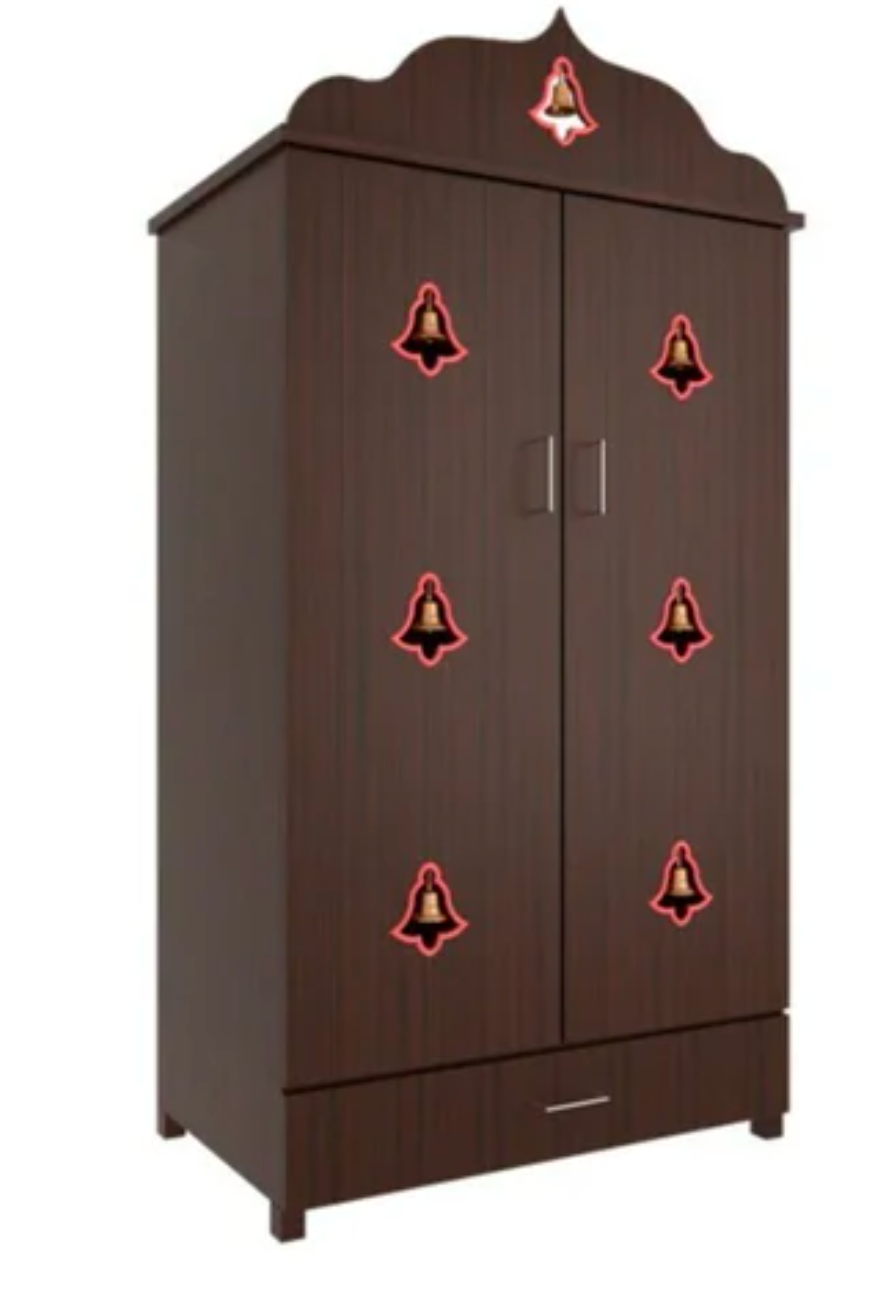 Traditional Pooja Cupboard with Decorative Bell Design