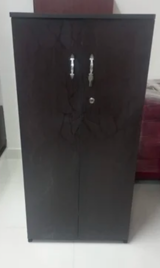 Matte Black Engineered Wood Storage Cabinet with 4 Shelves