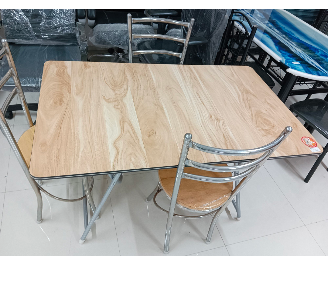 4 Seater Square Restaurant Dining Table – Metal Frame with Wooden Top