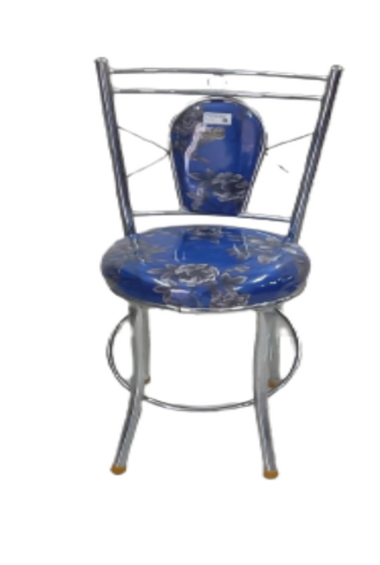 Blue Mild Steel Dining Chair for Restaurant/Home – Cushioned Back, Non-Foldable