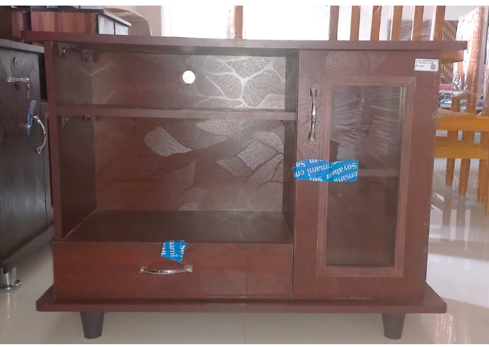 Standing TV Cabinet with Glass Door – 4x2 Feet