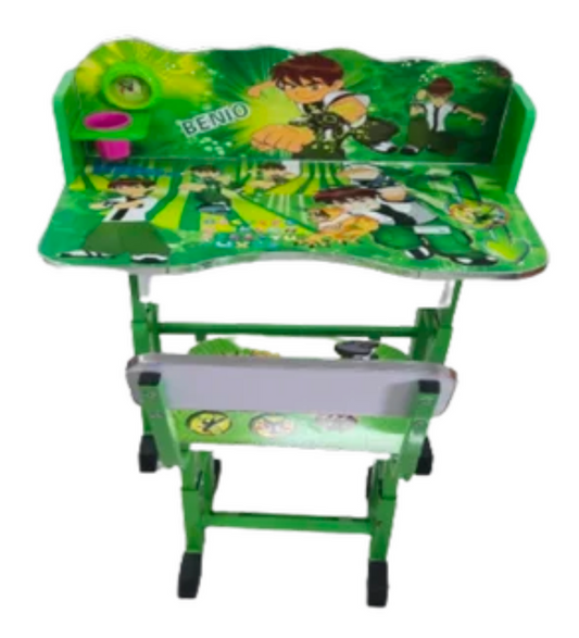 Green Study Table and Chair Set for Kids (3–6 Years) with Writing Pad