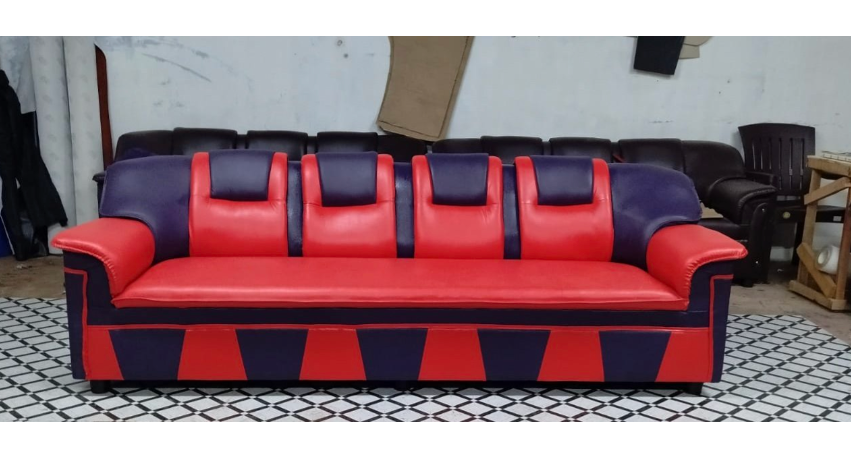 4-Seater Leather Sofa | I Shape | Wooden Frame | Cushioned | Living Room