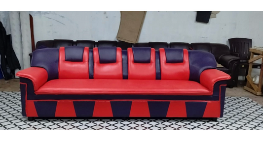 4-Seater Leather Sofa | I Shape | Wooden Frame | Cushioned | Living Room