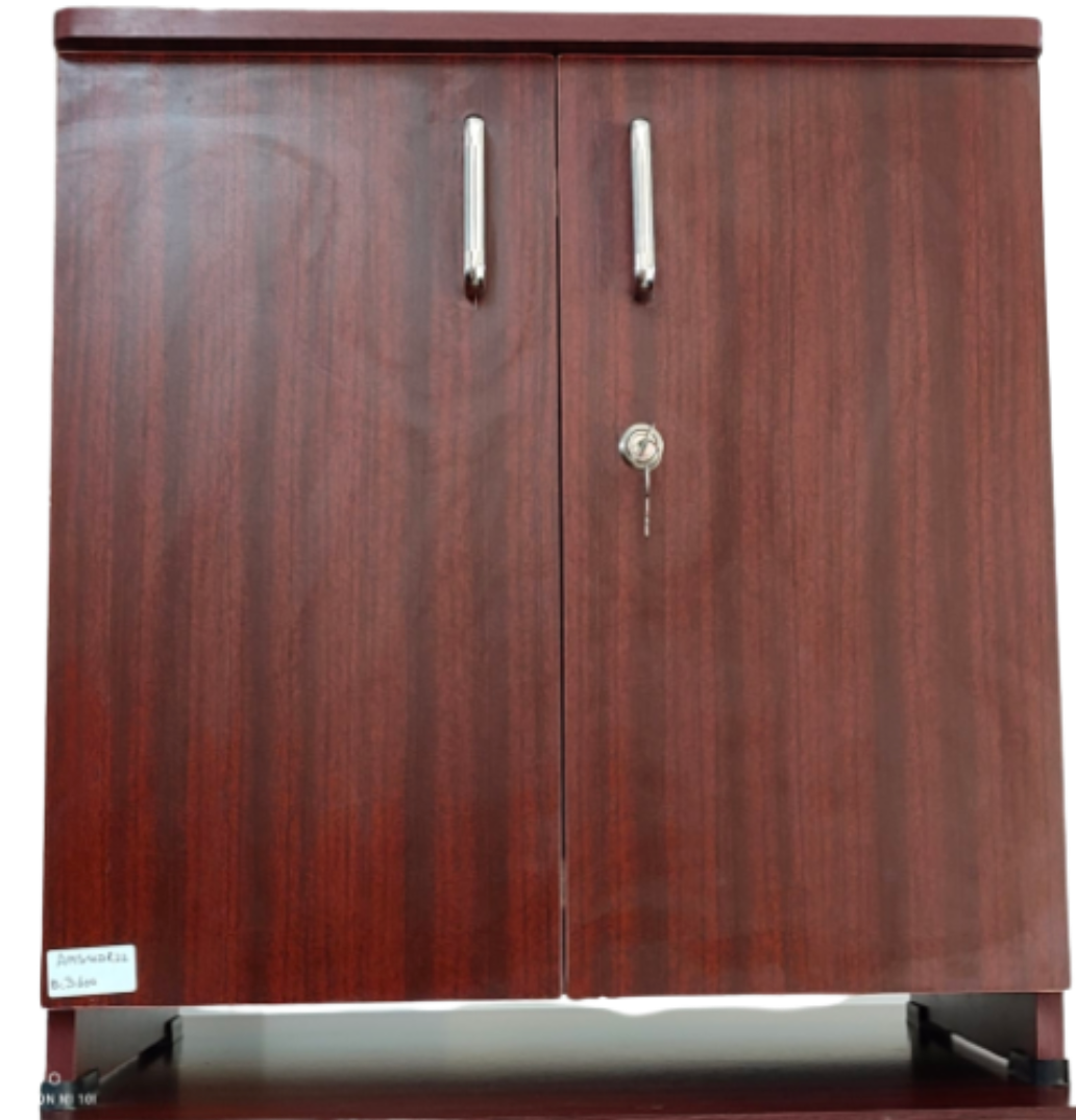 -Door Particle Board Cabinet – Brown (2x2) for Office, Wardrobe
