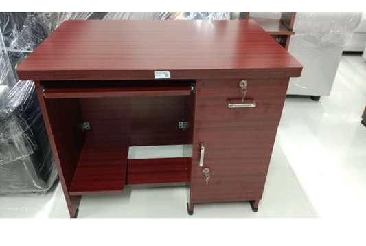 Wooden Computer Table with Keyboard Tray & Storage