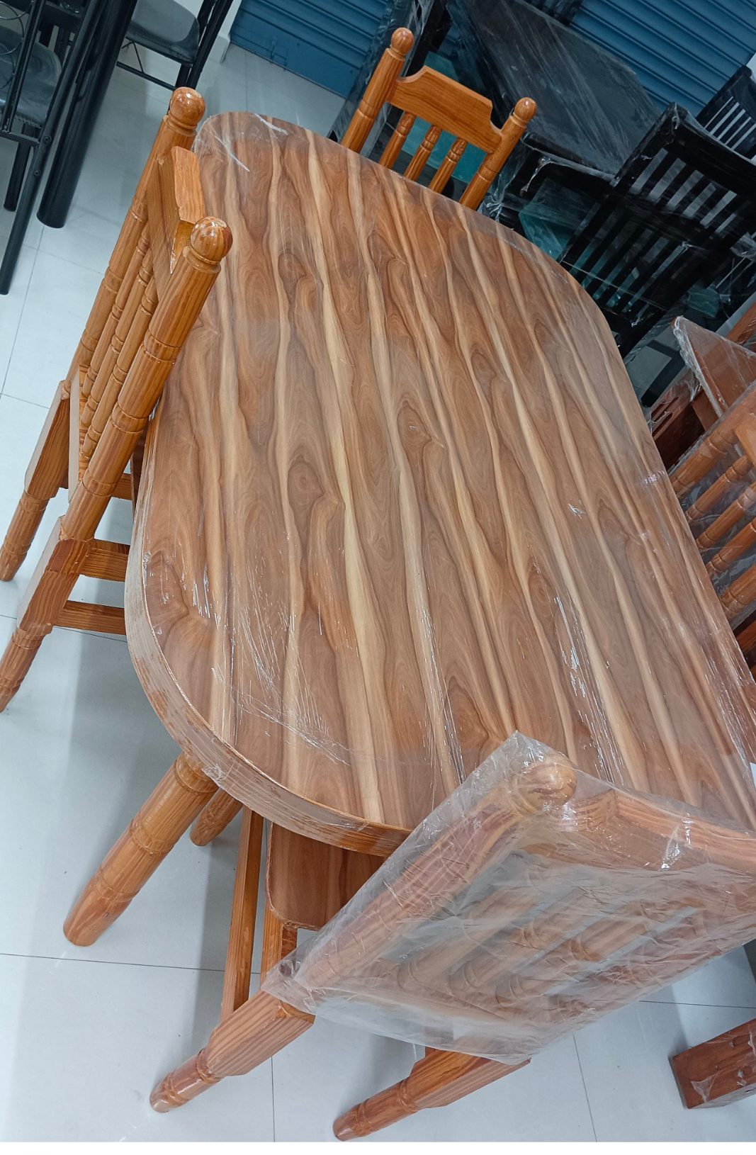 Classic 4-Seater Wooden Oval Dining Table Set – Natural Finish, With Chairs