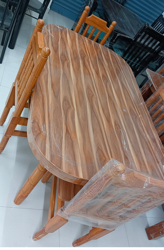 Classic 4-Seater Wooden Oval Dining Table Set – Natural Finish, With Chairs